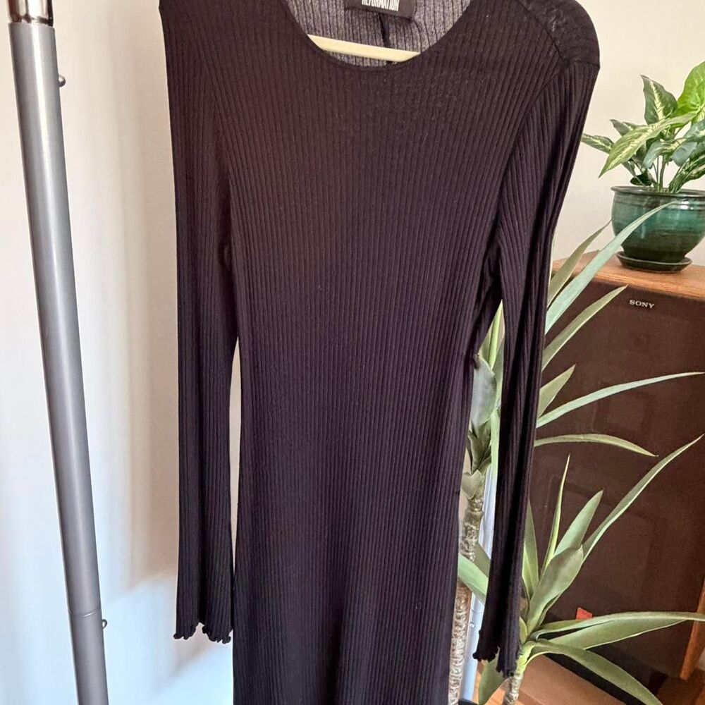 Reformation Textured Black Dress Size Medium